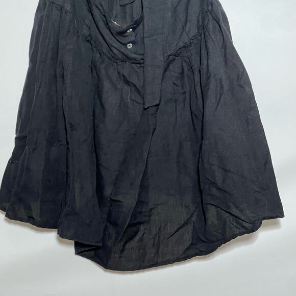 Free People Ruffle Trim Cut Out Erin Mini Dress Black Linen Womens Size XS NWT - Picture 6 of 10